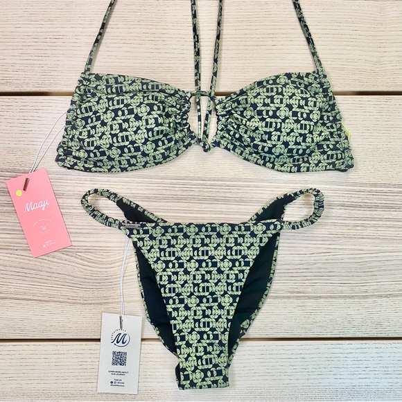 Maaji Sara Sliding Triangle Top + Micro Crunch Single Strap Bottom | Size Med - Picture 3 of 10